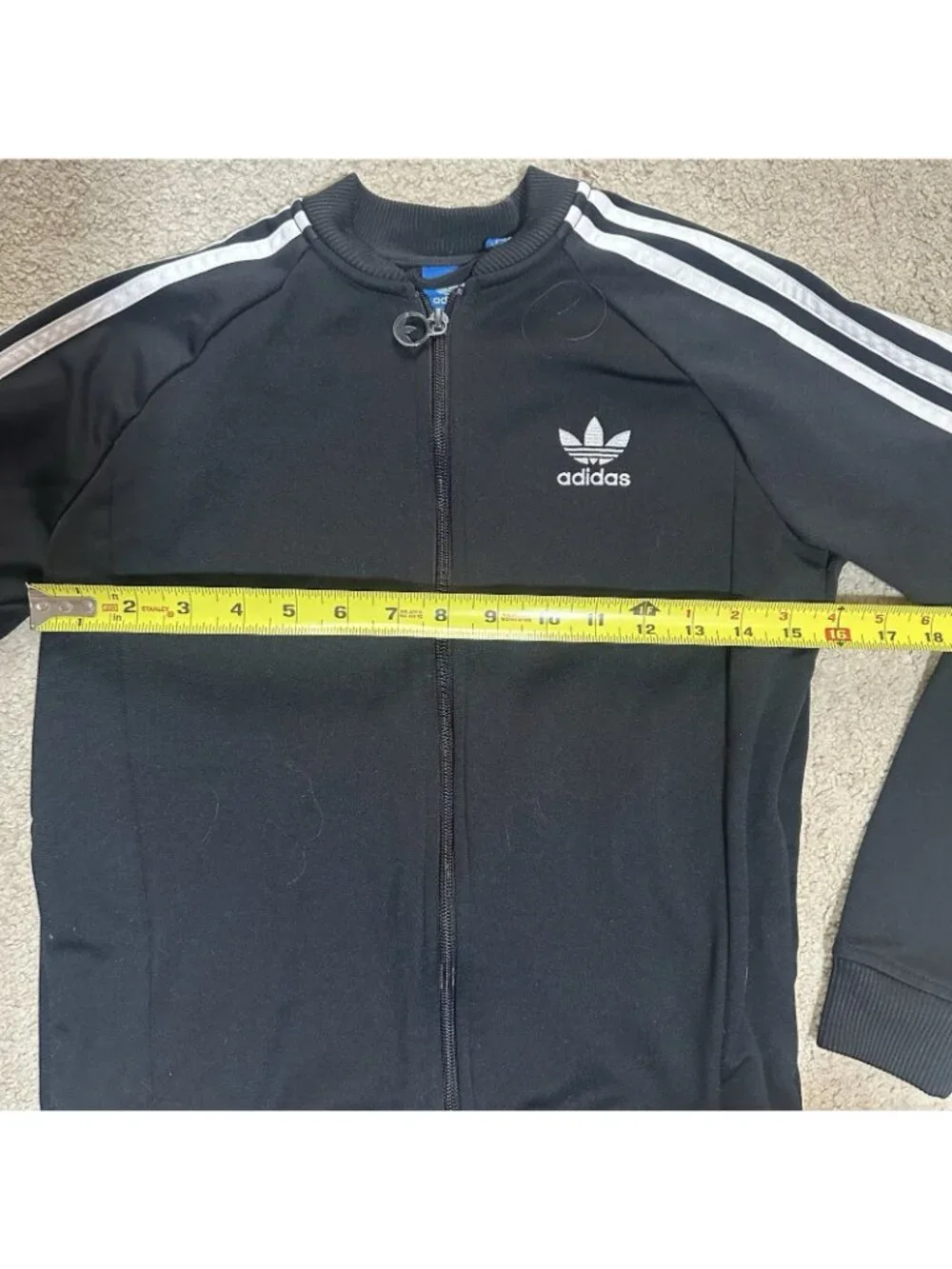 Adidas Track Jacket Girls Medium (11-12) Black With White Stripes Full Zip - Picture 4 of 12